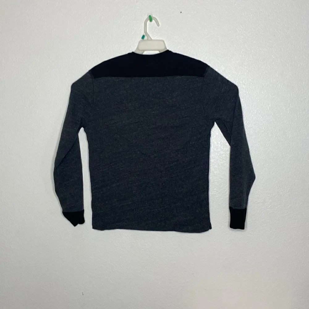 J CREW Men’s Long Sleeves Charcoal/ Black Henley Size M